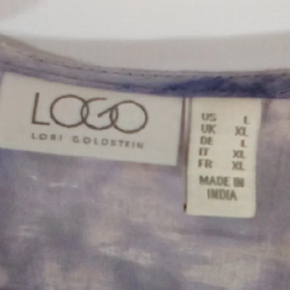 LOGO by Lori Goldstein Purple and Blue Tie-Dye Blouse - Picture 7 of 13